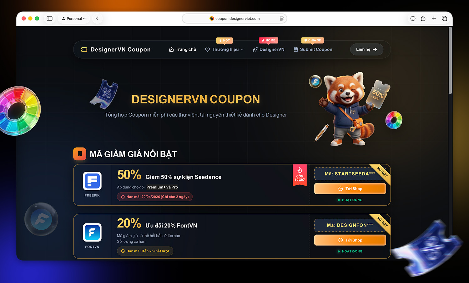 DesignerVN Coupon Interface